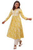 Gosriki Women'S Rayon Blend Anarkali Embroidered Kurta (Rupini Yellow-Gs_M_Yellow_Medium),Yellow,,B0DKX285L8