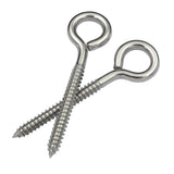 DGOL 4 Packs 4-1/2 Inches Long Large Size 304 18-8 Stainless Steel Self Taping Screw Eyes, Heavy Duty Screw-in Eye Hooks Bolt Lo