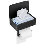 BARIKUEO Toilet Paper Holder with Shelf,Flushable Wet Wipes Dispenser for Bathroom,Toilet Paper Holder with Storage, Stainless S