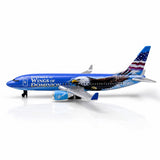 Airplane Model, Aircraft Model Plane, Blue Passenger Jet with Eagle Graphics, Metal Airplane Collectible, Miniature Aviation Mod