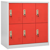vidaXL Locker Cabinet Storage File Cabinet 2 Pcs Light Gray and Red Steel