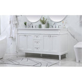 Elegant Decor Indoor Modern Under Sink Bathroom Fixtures Storage Organizer Cabinet 60 Inch Double Bathroom Vanity - White