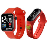 Goldenize Fashion Stylish Waterproof Kids Digital Date And Time Black Pink Square Rectangular Display Watch For Kids Unisex Digi