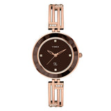 Timex Fria Analog Watch For Women With Brown Round Dial & Rose Gold Brass Bracelet Band Water Resistant Women'S Wrist Watches -