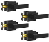 RAZCC Passage Door Lever, 4 Pack Matte Black Interior Door Handles for Hallway and Closet, Heavy Duty Square Interior Keyless Do