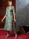 Anni Designer Women'S Cotton Blend Straight Printed Kurta With Pant (Haribala Pista_S_Pista_Small),Pista,S,Cotton Blend,Regular,Kurta