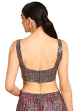 Soch Womens Blue Sequinned Embellished Georgette Padded Blouse Blue 38