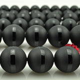 14MM Natural Stone Beads Round Black Matte Onyx Black Line Agata Beads for DIY Jewelry Making Necklace Bracelet