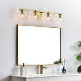 Living District Juelz 4-Light Iron & Glass Bath Sconce In Brass/Clear