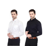 Xjarvis Ozark Cotton Solid Slim Fit Casual Shirt For Men With Pocket & Long Sleeve Button Down Shirt Collared Casual Formal Shirt With 100% Cotton Size 2Xl Pack Of 2 (Black White),Black,White,2,B0D46YYKFN