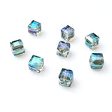 Chengmu 6mm Cube Glass Beads for Jewelry Making, Faceted Square Crytal Spacer Beads for Bracelet Necklace Earring, Clear Green 2