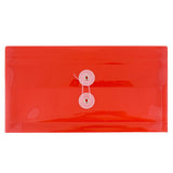 JAM PAPER Plastic Envelopes with Button & String Tie Closure - #10 Business Booklet - 5 1/4 x 10 - Red - 12/Pack