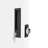 Dontay Pocket Door Handle, Modern Rectangular Keyed Entry Function, (Bed/Bath) Pull Latch, Recessed Sliding Door Hardware for 1