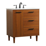 Elegant Decor Baldwin 30 Solid Wood and MDF Bathroom Vanity in Teak