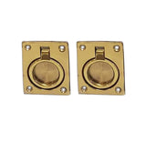 QCAA Solid Brass Flush Ring Pull, 2-1/2 x 1-7/8, Polished Brass, 2 Pack, Made in Taiwan