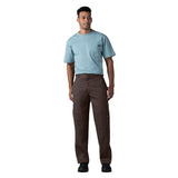 Dickies Mens Loose Fit Double Knee Work Pants, Dark Brown