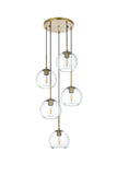 Living District Baxter 5-Light Metal Pendant In Chrome And Clear Finish