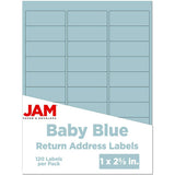 JAM PAPER Return Address Labels - Standard Mailing - 1 x 2 5/8 - Baby Blue - 120 Shipping Labels/Pack