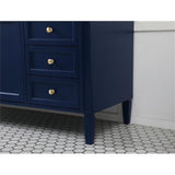 Elegant Decor Park Avenue 60 Metal Mdf Marble Single Bathroom Vanity In Blue