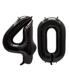 AULE 40 Inch Jumbo Black Foil Mylar Number Balloons for Men Women 40th Birthday Party Decorations 40 Years Old Anniversary Party