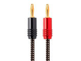 Monoprice Premium Braided Speaker Wire 14AWG With Gold Plated Banana Plug Connectors Affinity Series, 1 Pack, 6 Foot Red/Bla
