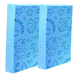Blue Bath Sponge with Cute Animal Print, Soft Body Scrubber for Kids, Pack of 2 (Multicolor)