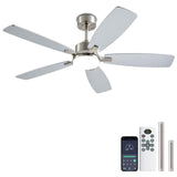 NKPU Ceiling Fans with Lights, 52 Inch Low Profile Ceiling Fan with Light and Remote Control, 2 Downrods, DC Reversible Motor, D