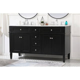 Elegant Decor Park Avenue 60 Solid Wood & Metal Double Bathroom Vanity In Black