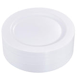 I00000 50Pcs White Plastic Dinner Plates 10.25 Inch, Premium Disposable Party Plates, Safe and Reusable, Heavy Duty Plastic Plat