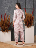 Anni Designer Women'S Cotton Blend Printed Ethnic Co-Ord Set (Dakal Peach_S_Peach_Small),Peach,S,Cotton Blend,Regular,Kurta