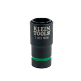 Klein Tools 66016 2in1 Impact Socket with 12Point Deep Sockets, Coaxial Spring Loaded in 11/8 and 15/16Inch Sizes
