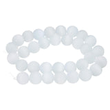 HARFINGTON 32pcs Frosted White Cat's Eye Stone Beads 12mm Round Smooth Gemstone Crystal Loose Bead for Jewelry Making Bracelets