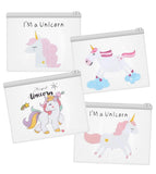 Le Delite Cute Unicorn Student Pencil Bag Office Stationery Transparent Plastic File Bags for Girls I Clear File Pencil case Sto
