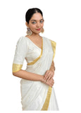 Yashika Womens Trendy Cotton Silk Saree With Blouse Material|| Pongal Special South Indian Kerala Saree With Blouse Piece||(Az-Ys-Og-Pongal Onam White),White,free Size