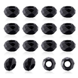 KISSITTY 100pcs Black Glass Faceted European Beads Bulk No Metal Core Rondelle Large Hole Bead AB Color Crystal Bead Round Space