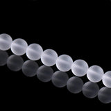 ALZLDYS 8mm Matte Clear Quartz Crystals Beads 46pcs/Strand Natural Stone Loose Beads for Jewelry Making Bracelet Necklace Access