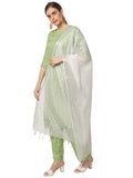 Dupatta Bazaar WomenS Blended White Silk Dupatta With Silver Stripes.