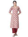 Pinkmint Kurta Set for Women Cotton Printed Straight Kurta with Pant (Pack of 1)