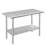 ROCKPOINT Stainless Steel Table for Prep & Work 24x48 Inches, NSF Metal Commercial Kitchen Heavy Duty Table with Adjustable Unde