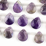Cherry Blossom Beads Amethyst 12x15mm Faceted Top-drilled Gemstone Teardrop Beads - 12 pcs/ 8 Inch Strand