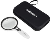 Large Magnifying Glass with 37 LED Light and Case, 10X 20X 45X Handheld Illuminated Lighted Magnifier with 3 Light Modes for Sen