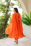 Gosriki Women'S Rayon Viscose Anarkali Solid Kurta With Pant & Dupatta (Garbo Orange-Vks05-Gs_M_Orange_Medium),Orange,,B0FDBDPG2F