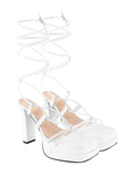 Shoetopia Strappy White Block Heeled Sandals For Women & Girls /Uk3,White,3,B0CBMQJJ8Z