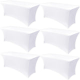 Obstal 6 Pack Stretch Spandex Table Covers for 4 Foot Tables, White
