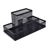 VeleSolv Black Round Mesh Pen Stand, Pencil Holder, Pen Organizer for Desk, Pen Cups, Stationary Storage Stand, Makeup Brush Hol