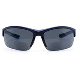 VITENZI Bifocal Sunglasses Semi Rimless Wraparound Readers for Reading Under the Terni Sun in Blue 2.50