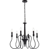 Living District Indoor Modern Home Decorative Bright Ceiling Flynx 6 Lights Pendant In Black