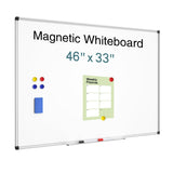 Magnetic Dry Erase Whiteboard - 46 x 33 Inch White Board - 4 x 3 Large Wall-Mounted Board with Silver Aluminum Frame, 1 Magnetic
