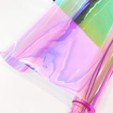 12x53 Inch Laser Iridescent Pink PVC Vinyl Holographic Clear Rainbow Waterproof Film for DIY Patchwork Bags Bows Jewlery Making