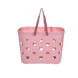 Snappsy Beach Tote Bag Waterproof Travel Bag Portable Heart Design Hollow Bath Pink